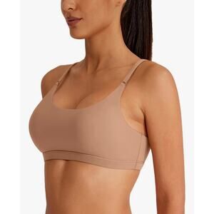 Reoria Scoop Neck Wireless Padded Racerback Bralette Sports Bra Tan Size  XL NWT